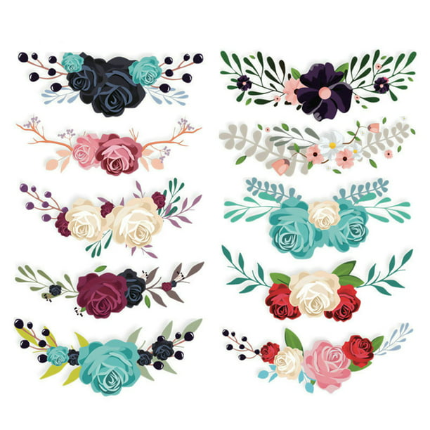 Washable Heat Transfer Stickers Iron On Appliques Print Flowers Patches Clothes